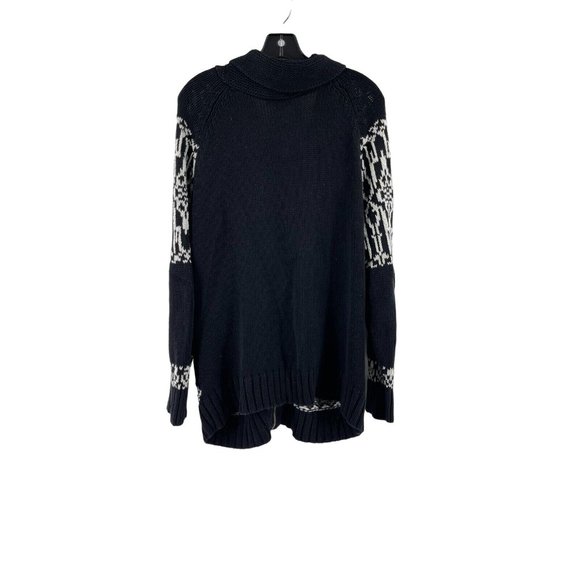 Fashion Bug Women's Black White Full Zip Collared Cardigan Sweater Size XL - Picture 5 of 11